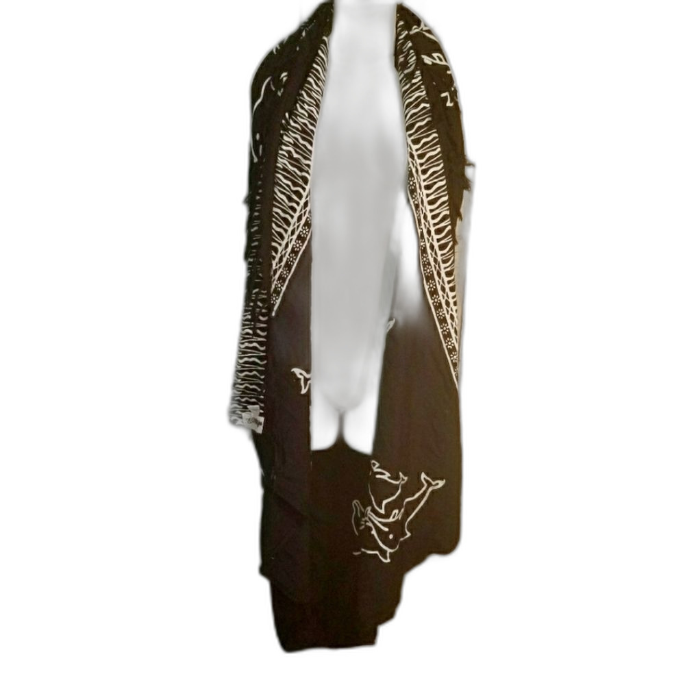 We be bop black rayon sarong swimsuit cover-up